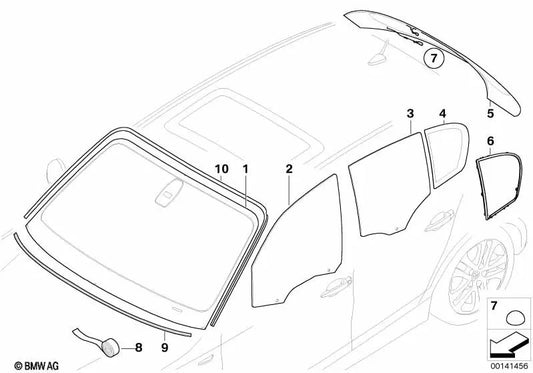 Vedação da janela lateral traseira direita para BMW E87, E87N (OEM 51357119456). BMW original