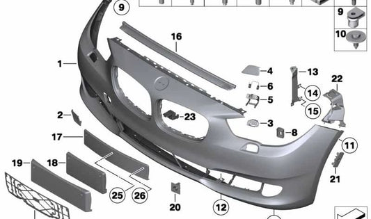 Tapón embellecedor derecho OEM 51117130344 para BMW F07 520d, 530d, 530d xDrive, 535d. Compatible con modelos automáticos de tracción trasera y total. Original BMW.