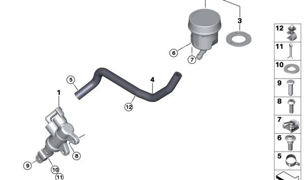 Abrazadera de manguera OEM 34318356966 para BMW Motorrad M 1000 R, M 1000 RR, M 1000 XR, R 1300 GS, R 1300 GS Adventure, S 1000 RR. Original BMW Motorrad.
