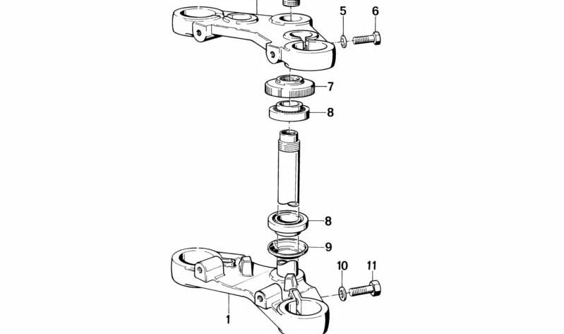 Tija de dirección superior OEM 31421451456 para BMW Motorrad K 100, K 100 RS, K 100 RT, K 100 LT (modelos KK58). Original BMW Motorrad.