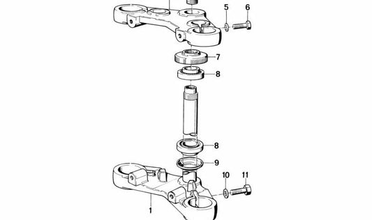 Tija de dirección superior OEM 31421451456 para BMW Motorrad K 100, K 100 RS, K 100 RT, K 100 LT (modelos KK58). Original BMW Motorrad.