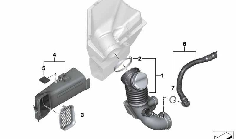 Tubo de admisión de aire OEM 13718594531 para BMW G20, G20N, G21. Original BMW.