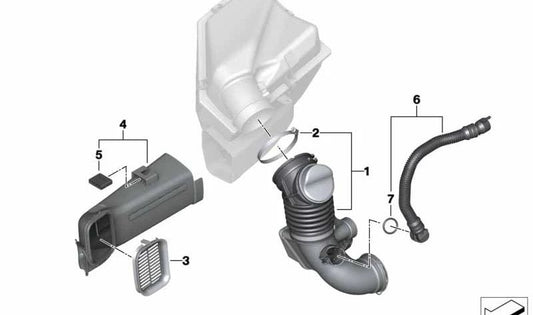 Tubo de admisión de aire OEM 13718594531 para BMW G20, G20N, G21. Original BMW.