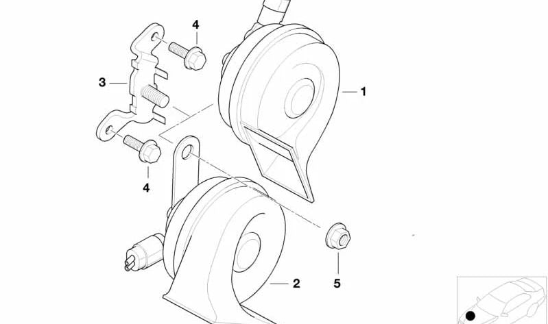 Claxon bocina baja OEM 61338385717 para BMW E52. Original BMW.