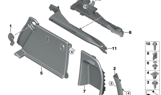 Rechte Balkonbeschichtung für BMW F16, F86 (OEM 51477369414). Original BMW.