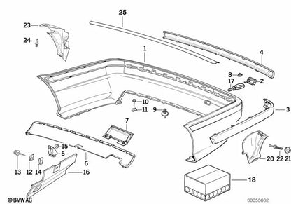 Revestimiento trasero OEM 51128119271 para BMW Serie 3 E36 323i, 328i, M3... y más. Original BMW.