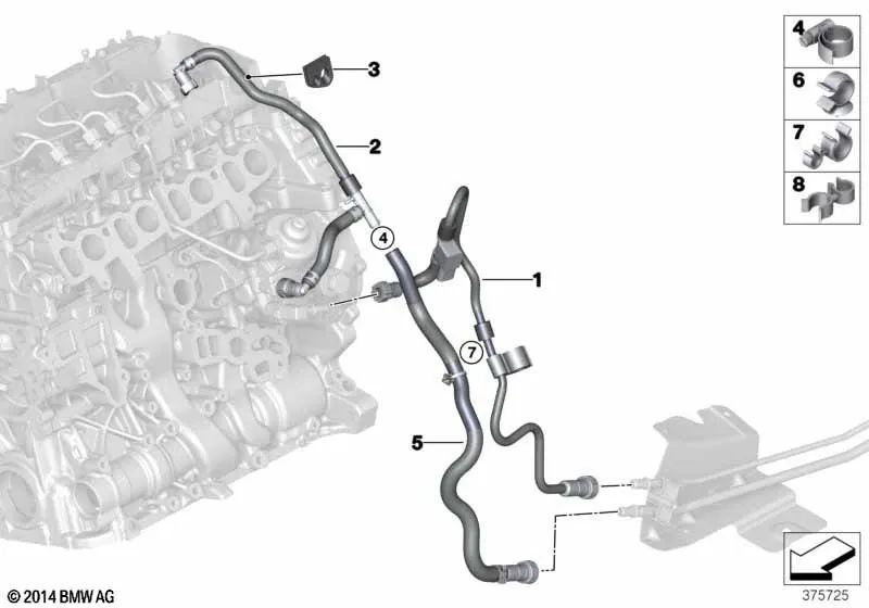 Tipe de retour de carburant pour BMW 1 F20N Series, F21N Series 2 F22, F23 Series 3 F30N, F31N, F34N Series 4 F32, F33, F36 X5 F15 (OEM 13538514103). BMW d'origine.