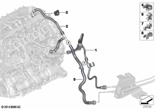 Tipe de retour de carburant pour BMW 1 F20N Series, F21N Series 2 F22, F23 Series 3 F30N, F31N, F34N Series 4 F32, F33, F36 X5 F15 (OEM 13538514103). BMW d'origine.