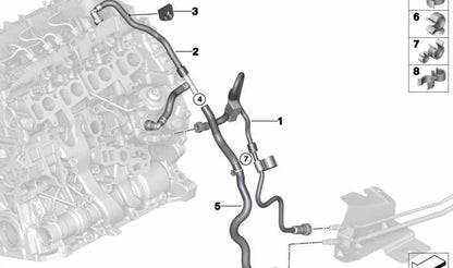 Tubería de alimentación de combustible OEM 13538575467 para BMW F10, F11. Original BMW.
