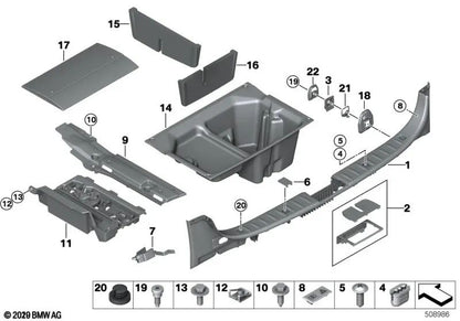 Retaining Anchor Cover for BMW E81, E82, E87, E87N, E90, E90N, E91, E91N, E92, E92N, E84 (OEM 51477132893). Original BMW