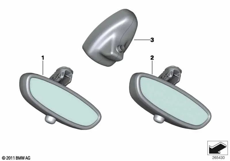 Espelho interno manual / LED / radiofrequência para BMW E81, E87, E88, Z4 E89, Mini R58, R59 (OEM 51169302876). BMW original.