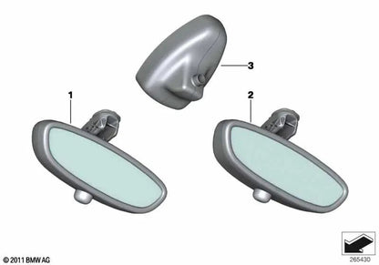 Espelho interno manual / LED / radiofrequência para BMW E81, E87, E88, Z4 E89, Mini R58, R59 (OEM 51169302876). BMW original.