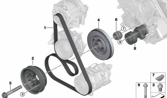 Amortiguador de vibraciones OEM 11237646900 para BMW G30, G11, G12, G05, G07. Compatible con M550i xDrive, 750i, 750Li y xDrive50i. Original BMW.