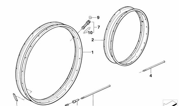 Radio de rueda trasera en acero inoxidable L=186mm OEM 36317664594 para motos BMW R 1200 GS, R 1200 GS Adventure, R 850 RT, R 1100 RT, R 1200 C… y más. Original BMW Motorrad.