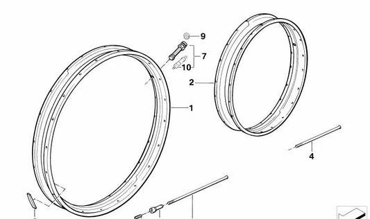 Llanta delantera OEM 36318552162 para motos BMW R1200GS, R1100GS, R1150GS. Original BMW Motorrad.