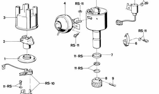 Haltefeder for BMW Series 3 E21, Series 5 E12 (OEM 12111360082). Genuine BMW.