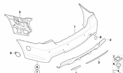Guía parachoques lateral izquierda para BMW E91, E91N (OEM 51127907259). Original BMW.