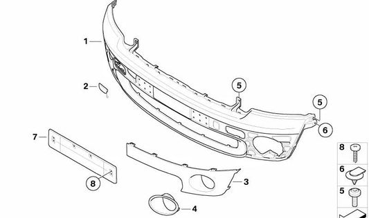 Tapa embellecedora de gancho de remolque OEM 51112754000 para MINI R55 y R56. Original MINI.