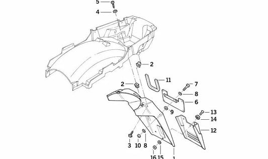 Salpicadero trasero OEM 46622313312 para motos BMW R1100RT, R1150RS, R850RT y más. Original BMW Motorrad.