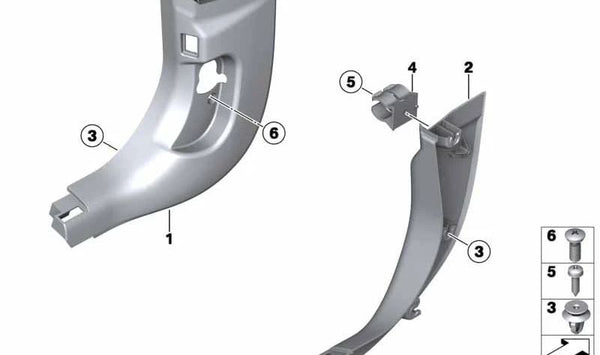 Panel lateral inferior delantero izquierdo OEM 51437263019 para BMW F12, F12N, F13, F13N. Original BMW.