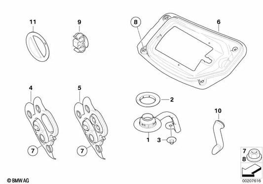 Wasserabflussrohr, linker vorderster Bildschirm für BMW Serie 1 E81, E82, E87, E87N, E88, Serie 3 E90, E90N, E91, E91N, E92, E92N, E93, E93N, X1 E84 (OEM 64316942619). Original BMW.