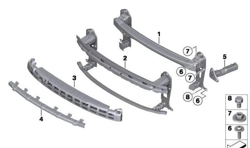 Soporte derecho del paragolpes delantero OEM 31106794420 para MINI R55, R56, R57, R58, R59. Original MINI.