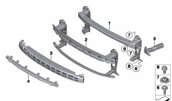 Portador parachoques delantero OEM 51117255121 para MINI R56 LCI, Clubman R55 LCI, Cabrio R57 LCI, Coupé R58, Roadster R59. Original MINI.