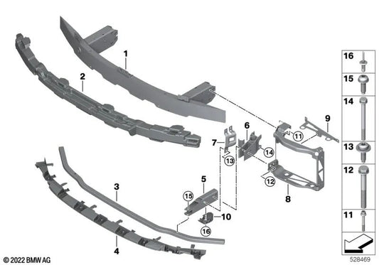 Rear right crossbar for BMW G87, G80, G81, G82, G83 (OEM 51118074896). Original BMW