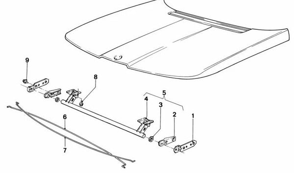 Soporte de capó OEM 41611823020 para BMW E21, E12. Original BMW.