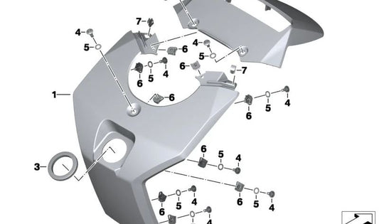 Portador de instrumentos color blanco aluminio OEM 46638567853 para moto BMW C evolution (K17, 04/2013–07/2020). Original BMW Motorrad.