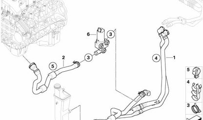Tubo de avance del motor - válvula de agua para BMW X3 E83N (OEM 64213416609). Original BMW