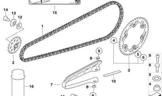 Guardacadena OEM 27727719609 para motos BMW F800R (K73). Original BMW Motorrad.