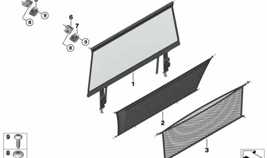 Front right partition net support for BMW G07 (OEM 51477438990). Original BMW