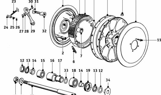 Rueda separator OEM 36310009886 for BMW F650, F700, F750, F800, F850, G650, R1200, R1250. Original BMW Motorrad.