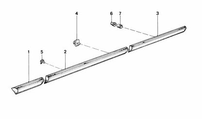 Clip de fijación OEM 51131848312 para BMW E28, E24. Compatible con molduras laterales, puertas y cobertores. Original BMW.