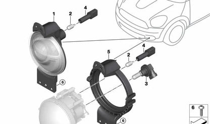 Soporte de faro delantero OEM 63179813829 para MINI R60, R61, R6, 3/20. Compatible con varios modelos MINI. Original MINI.