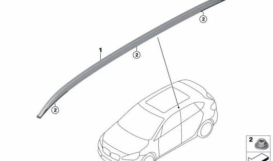 Barre de toit noir droit pour la série BMW 2 F45, F45N (OEM 51137313352). BMW d'origine