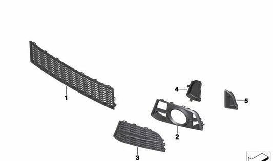 Rejilla de entrada de aire derecha cerrada OEM 51118063434 para BMW F10, F11. Pieza original BMW.