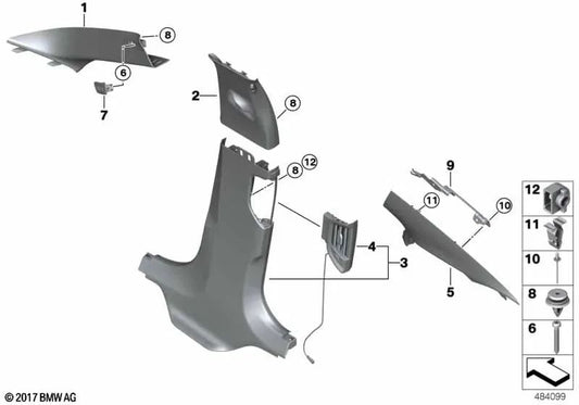 Embels Pilar à Alcantara Izquierdo pour BMW F90, G30 (OEM 51438068521). BMW d'origine.
