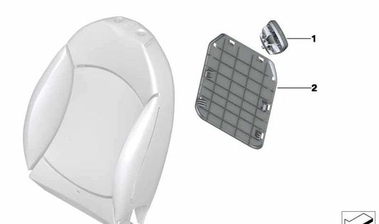 Placa protectora de asiento OEM 52102755073 para MINI R55, R56, R57, R58, R59, R61. Pieza original MINI. Ideal para quienes quieren mantener el interior como nuevo.