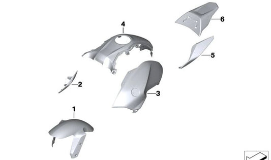 Pieza lateral trasera derecha OEM 46638556734 para motos BMW R1200R, R1250R, R1200RS, R1250RS. Original BMW Motorrad.