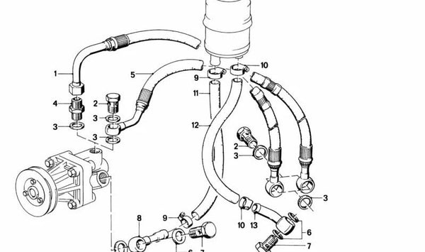 Tubería de presión OEM 32411130833 para BMW E30. Original BMW.