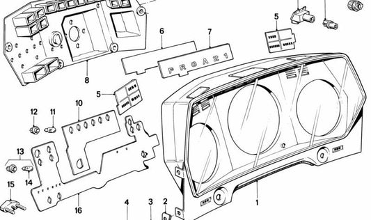 Placa de circuito indicador de marcha OEM 62111360528 para BMW E24 628CSi, 630CS, 630CSi, 633CSi. Solo para modelos con cambio automático. Original BMW.