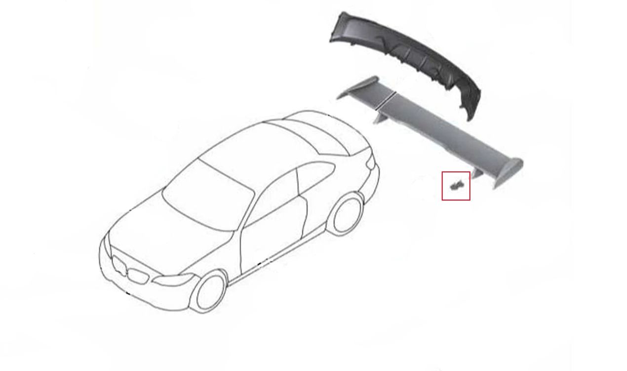 Rear spoiler M Performance OEM 41622466359 for BMW 2 F22, F22N, F87, F87N. Original BMW piece, essential to install the spoiler M performance.