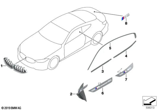 Left side frame strip for BMW F93 (OEM 51769500761). Original BMW