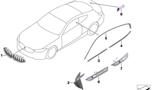 Rear Left Door Outer Cover OEM 51359500759 for BMW F93 (M8 Gran Coupe). Original BMW