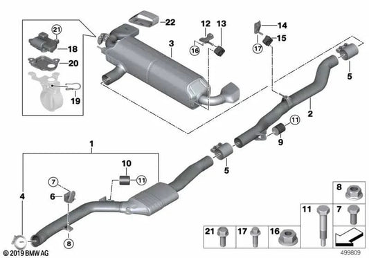 Intermediate pipe for BMW Series 5 G30, G30N, G31, G31N (OEM 18308698928). Genuine BMW
