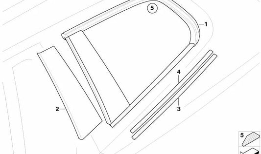 Rear left green fixed glass OEM 51363413915 for BMW E83 (X3). Original BMW.