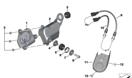 Unidad actuadora de válvula de escape OEM 18519443059 para BMW Motorrad R nineT, R nineT Pure, R nineT Scrambler, R nineT Urban G/S, R nineT Racer, R nineT /5. Original BMW Motorrad.