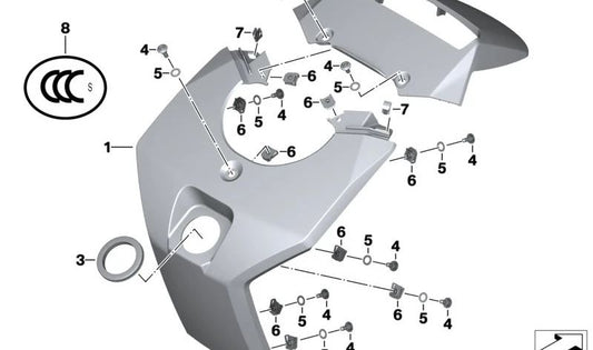 Kontakt- und Loting -Abdeckung OEM 46638545887 für die Motorrad -BMW C Evolution (K17). Originaler BMW Motorrad.